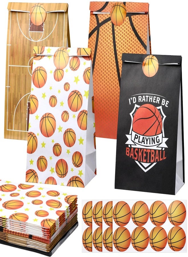 مارسبارك أكياس هدايا كرة السلة من مارسبارك، عبوة من 24 كيسًا، أكياس حلوى ووجبات خفيفة مع ملصقات، مثالية لتزيين حفلات الفرق الرياضية واحتفالات الألعاب. - Image 1